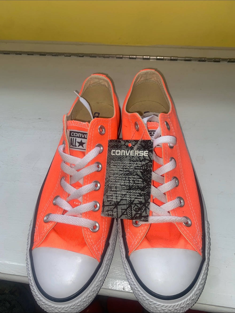 Converse Low Top Canvas Sneakers in Neon Orange women’s size 9.5 men’s 7.5